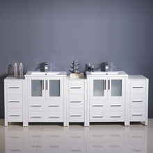 Load image into Gallery viewer, Fresca Torino 84&quot; White Modern Double Sink Bathroom Cabinets w/ Integrated Sinks- Fresca