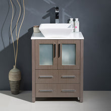 Load image into Gallery viewer, Fresca Torino 24&quot; Gray Oak Modern Bathroom Cabinet w/ Top &amp; Vessel Sink- Fresca