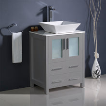 Load image into Gallery viewer, Fresca Torino 24&quot; Gray Modern Bathroom Cabinet w/ Top &amp; Vessel Sink- Fresca