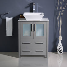Load image into Gallery viewer, Fresca Torino 24&quot; Gray Modern Bathroom Cabinet w/ Top &amp; Vessel Sink- Fresca