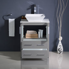 Load image into Gallery viewer, Fresca Torino 24&quot; Gray Modern Bathroom Cabinet w/ Top &amp; Vessel Sink- Fresca