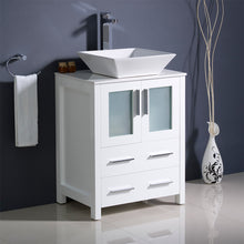 Load image into Gallery viewer, Fresca Torino 24&quot; White Modern Bathroom Cabinet w/ Top &amp; Vessel Sink- Fresca