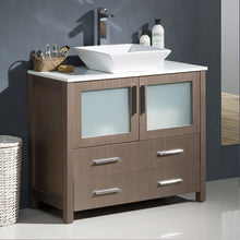 Load image into Gallery viewer, Fresca Torino 36&quot; Gray Oak Modern Bathroom Cabinet w/ Top &amp; Vessel Sink- Fresca