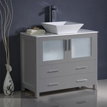 Load image into Gallery viewer, Fresca Torino 36&quot; Gray Modern Bathroom Cabinet w/ Vessel Sink- Fresca