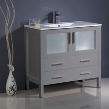 Load image into Gallery viewer, Fresca Torino 36&quot; Gray Modern Bathroom Cabinet w/ Integrated Sink- Fresca