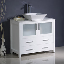 Load image into Gallery viewer, Fresca Torino 36&quot; White Modern Bathroom Cabinet w/ Top &amp; Vessel Sink- Fresca