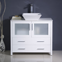 Load image into Gallery viewer, Fresca Torino 36&quot; White Modern Bathroom Cabinet w/ Top &amp; Vessel Sink- Fresca