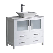 Load image into Gallery viewer, Fresca Torino 36&quot; White Modern Bathroom Cabinet w/ Top &amp; Vessel Sink- Fresca