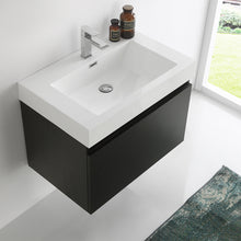 Load image into Gallery viewer, Fresca Mezzo 30&quot; Black Wall Hung Modern Bathroom Cabinet w/ Integrated Sink- Fresca