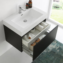 Load image into Gallery viewer, Fresca Mezzo 30&quot; Black Wall Hung Modern Bathroom Cabinet w/ Integrated Sink- Fresca
