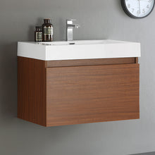 Load image into Gallery viewer, Fresca Mezzo 30&quot; Teak Wall Hung Modern Bathroom Cabinet w/ Integrated Sink- Fresca