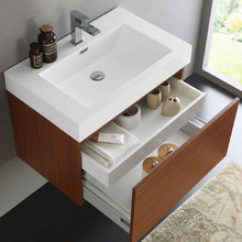 Load image into Gallery viewer, Fresca Mezzo 30&quot; Teak Wall Hung Modern Bathroom Cabinet w/ Integrated Sink- Fresca