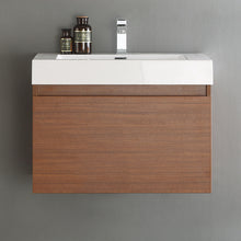 Load image into Gallery viewer, Fresca Mezzo 30&quot; Teak Wall Hung Modern Bathroom Cabinet w/ Integrated Sink- Fresca