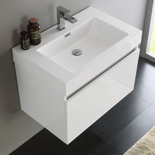 Load image into Gallery viewer, Fresca Mezzo 30&quot; White Wall Hung Modern Bathroom Cabinet w/ Integrated Sink- Fresca