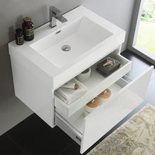 Load image into Gallery viewer, Fresca Mezzo 30&quot; White Wall Hung Modern Bathroom Cabinet w/ Integrated Sink- Fresca