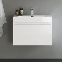 Load image into Gallery viewer, Fresca Mezzo 30&quot; White Wall Hung Modern Bathroom Cabinet w/ Integrated Sink- Fresca
