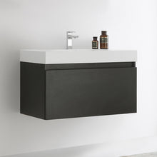 Load image into Gallery viewer, Fresca Mezzo 36&quot; Black Wall Hung Modern Bathroom Cabinet w/ Integrated Sink- Fresca