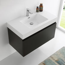 Load image into Gallery viewer, Fresca Mezzo 36&quot; Black Wall Hung Modern Bathroom Cabinet w/ Integrated Sink- Fresca