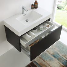 Load image into Gallery viewer, Fresca Mezzo 36&quot; Black Wall Hung Modern Bathroom Cabinet w/ Integrated Sink- Fresca