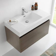 Load image into Gallery viewer, Fresca Mezzo 36&quot; Gray Oak Wall Hung Modern Bathroom Cabinet w/ Integrated Sink- Fresca