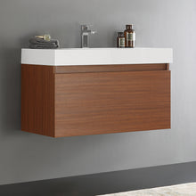 Load image into Gallery viewer, Fresca Mezzo 36&quot; Teak Wall Hung Modern Bathroom Cabinet w/ Integrated Sink- Fresca