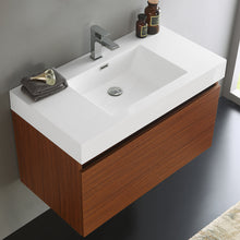 Load image into Gallery viewer, Fresca Mezzo 36&quot; Teak Wall Hung Modern Bathroom Cabinet w/ Integrated Sink- Fresca