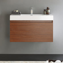 Load image into Gallery viewer, Fresca Mezzo 36&quot; Teak Wall Hung Modern Bathroom Cabinet w/ Integrated Sink- Fresca