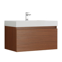 Load image into Gallery viewer, Fresca Mezzo 36&quot; Teak Wall Hung Modern Bathroom Cabinet w/ Integrated Sink- Fresca