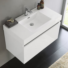 Load image into Gallery viewer, Fresca Mezzo 36&quot; White Wall Hung Modern Bathroom Cabinet w/ Integrated Sink- Fresca