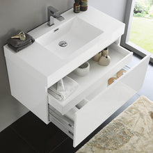 Load image into Gallery viewer, Fresca Mezzo 36&quot; White Wall Hung Modern Bathroom Cabinet w/ Integrated Sink- Fresca