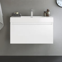 Load image into Gallery viewer, Fresca Mezzo 36&quot; White Wall Hung Modern Bathroom Cabinet w/ Integrated Sink- Fresca