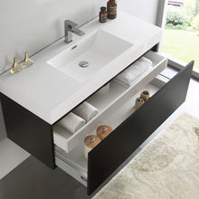 Load image into Gallery viewer, Fresca Mezzo 48&quot; Black Wall Hung Modern Bathroom Cabinet w/ Integrated Sink- Fresca