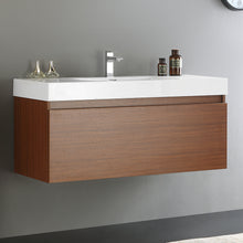 Load image into Gallery viewer, Fresca Mezzo 48&quot; Teak Wall Hung Modern Bathroom Cabinet w/ Integrated Sink- Fresca