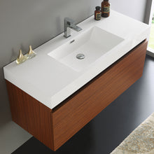 Load image into Gallery viewer, Fresca Mezzo 48&quot; Teak Wall Hung Modern Bathroom Cabinet w/ Integrated Sink- Fresca