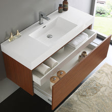 Load image into Gallery viewer, Fresca Mezzo 48&quot; Teak Wall Hung Modern Bathroom Cabinet w/ Integrated Sink- Fresca