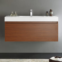 Load image into Gallery viewer, Fresca Mezzo 48&quot; Teak Wall Hung Modern Bathroom Cabinet w/ Integrated Sink- Fresca