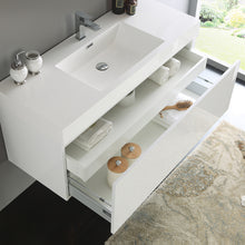 Load image into Gallery viewer, Fresca Mezzo 48&quot; White Wall Hung Modern Bathroom Cabinet w/ Integrated Sink- Fresca