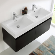 Load image into Gallery viewer, Fresca Mezzo 48&quot; Black Wall Hung Double Sink Modern Bathroom Cabinet w/ Integrated Sink- Fresca