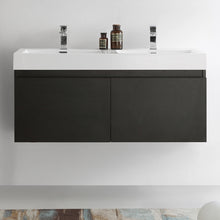 Load image into Gallery viewer, Fresca Mezzo 48&quot; Black Wall Hung Double Sink Modern Bathroom Cabinet w/ Integrated Sink- Fresca