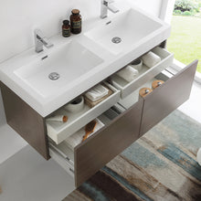 Load image into Gallery viewer, Fresca Mezzo 48&quot; Gray Oak Wall Hung Double Sink Modern Bathroom Cabinet w/ Integrated Sink- Fresca