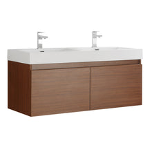 Load image into Gallery viewer, Fresca Mezzo 48&quot; Teak Wall Hung Double Sink Modern Bathroom Cabinet w/ Integrated Sink- Fresca