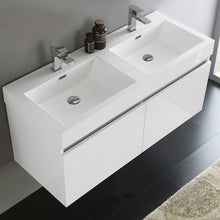 Load image into Gallery viewer, Fresca Mezzo 48&quot; White Wall Hung Double Sink Modern Bathroom Cabinet w/ Integrated Sink- Fresca