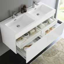 Load image into Gallery viewer, Fresca Mezzo 48&quot; White Wall Hung Double Sink Modern Bathroom Cabinet w/ Integrated Sink- Fresca