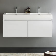 Load image into Gallery viewer, Fresca Mezzo 48&quot; White Wall Hung Double Sink Modern Bathroom Cabinet w/ Integrated Sink- Fresca