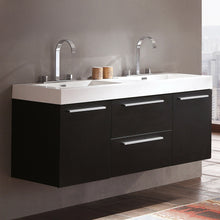 Load image into Gallery viewer, Fresca Opulento 54&quot; Black Modern Double Sink Bathroom Cabinet w/ Integrated Sinks- Fresca