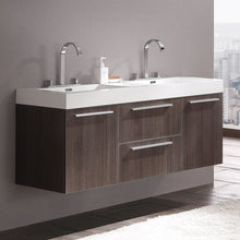Load image into Gallery viewer, Fresca Opulento 54&quot; Gray Oak Modern Double Sink Bathroom Cabinet w/ Integrated Sinks- Fresca
