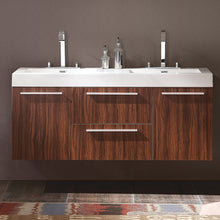 Load image into Gallery viewer, Fresca Opulento 54&quot; Walnut Modern Double Sink Cabinet w/ Integrated Sinks- Fresca
