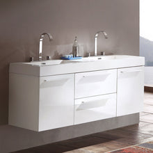 Load image into Gallery viewer, Fresca Opulento 54&quot; White Modern Double Sink Cabinet w/ Integrated Sinks- Fresca
