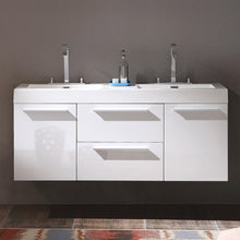 Load image into Gallery viewer, Fresca Opulento 54&quot; White Modern Double Sink Cabinet w/ Integrated Sinks- Fresca