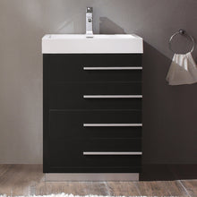 Load image into Gallery viewer, Fresca Livello 24&quot; Black Modern Bathroom Cabinet w/ Integrated Sink- Fresca